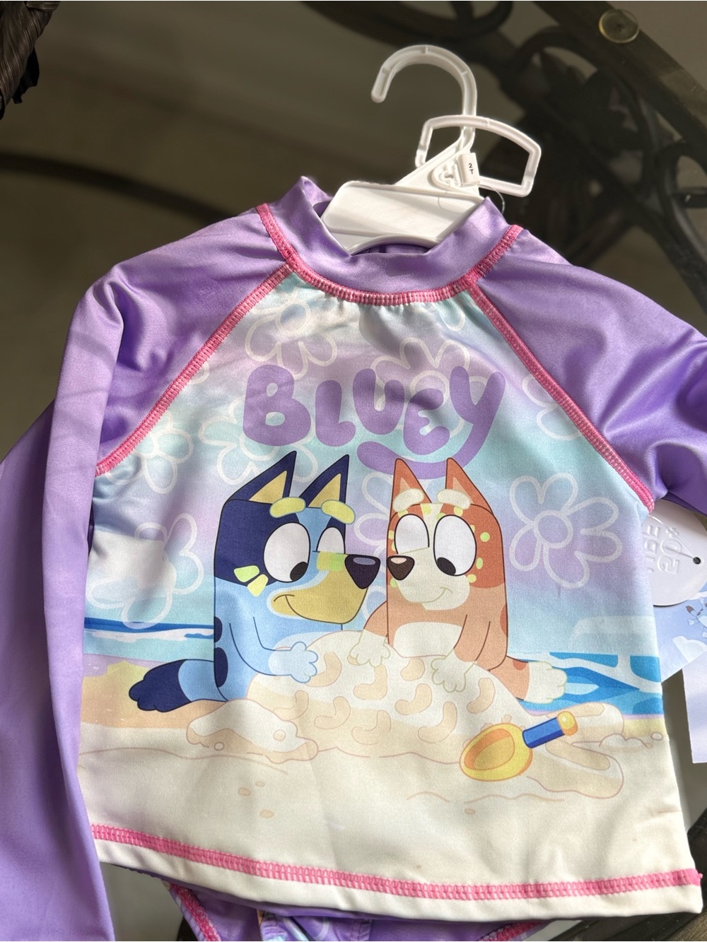 Bluey Purple Kids Long-Sleeve Rash Guard - UV Swim Top